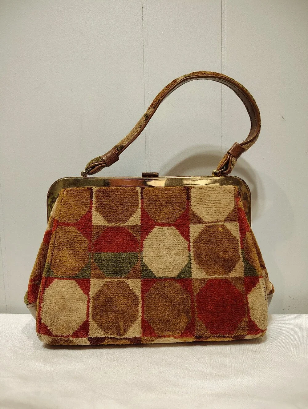 Markay Tapestry Carpet Bag‎ Mid Century Mod Geometric Circles Vintage